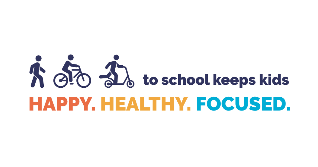 Safe Routes to School's 'Happy Healthy Focused' logo.