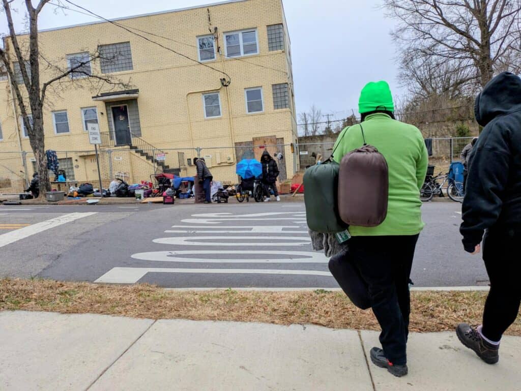 Outreach Specialists providing cold weather supplies to our unsheltered neighbors.